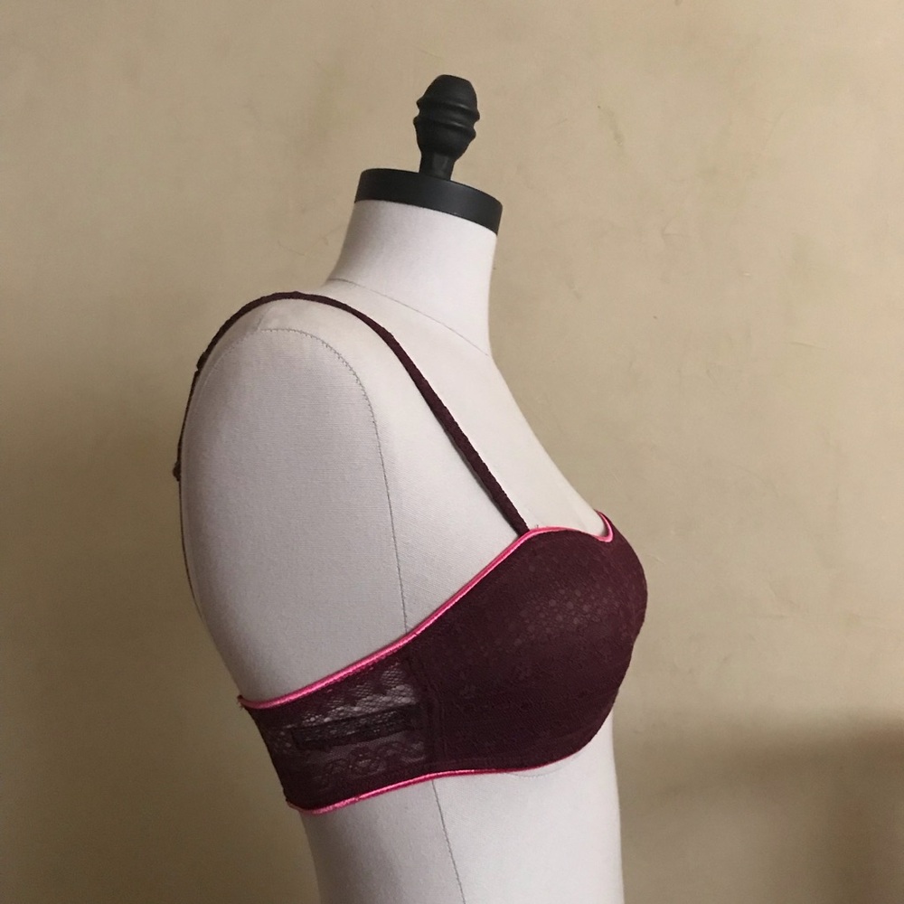 Urban Outfitters Burgundy and Pink Lace Bralette